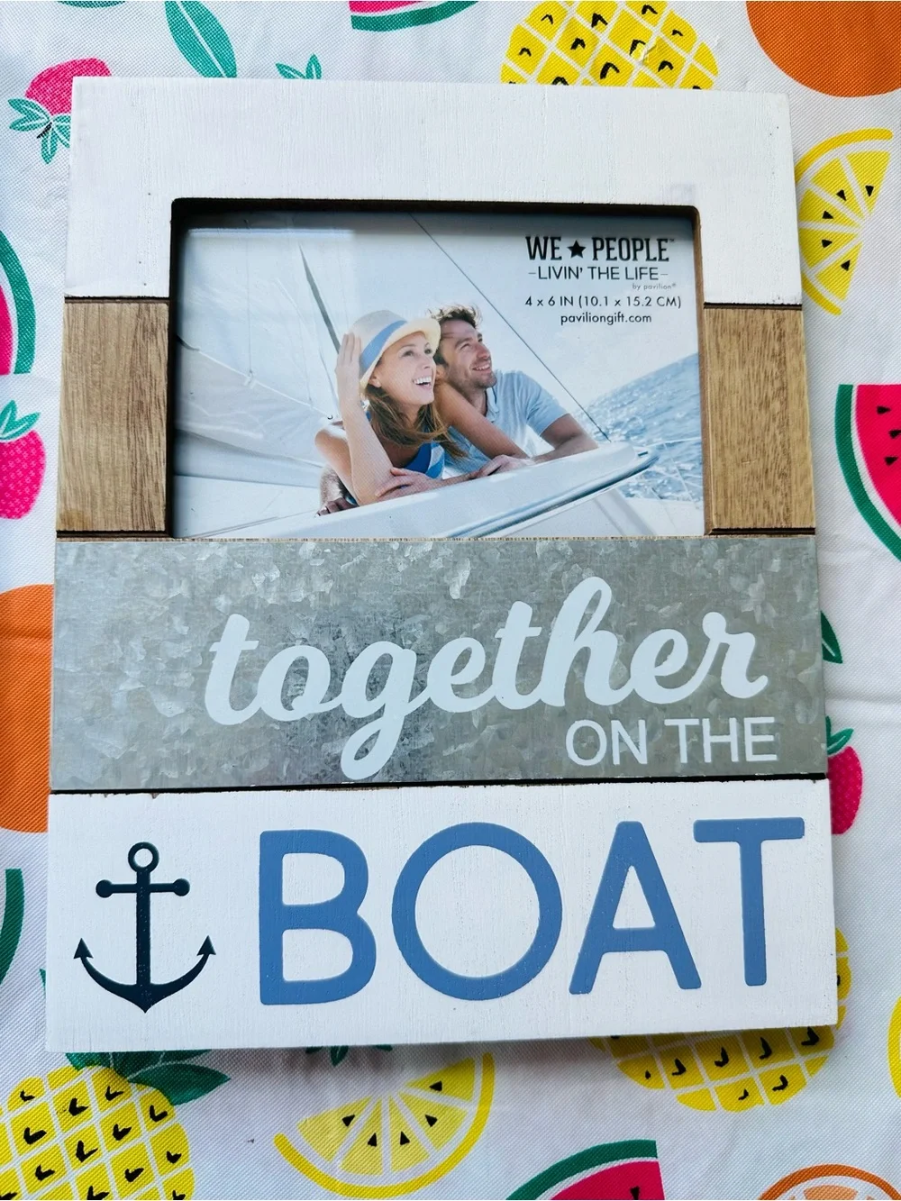 New 'Together on the Boat' White and Blue Picture Frame